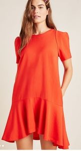 Maeve Anthropologie Red Rosseau flounce dr…